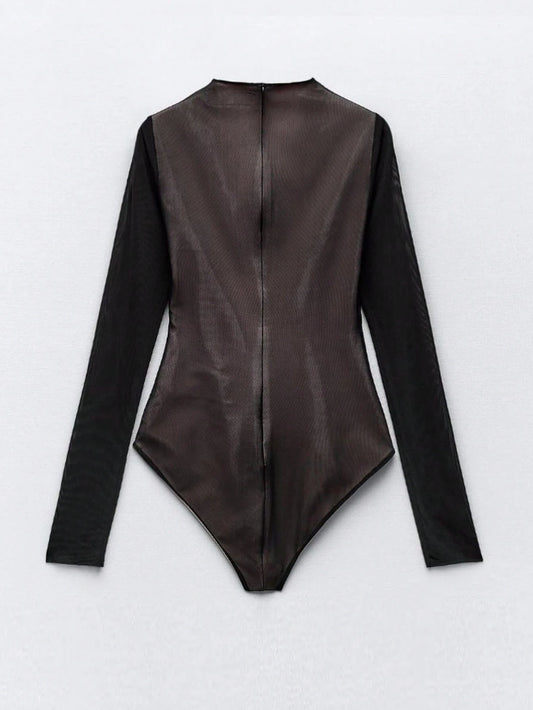 Essnce Women's Plain & Simple Long Sleeve Bodysuit shein