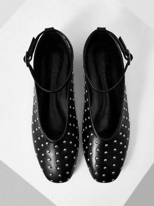 MOTF PREMIUM FASHION STUDDED FLAT SLIP-ON SPRING SHOES