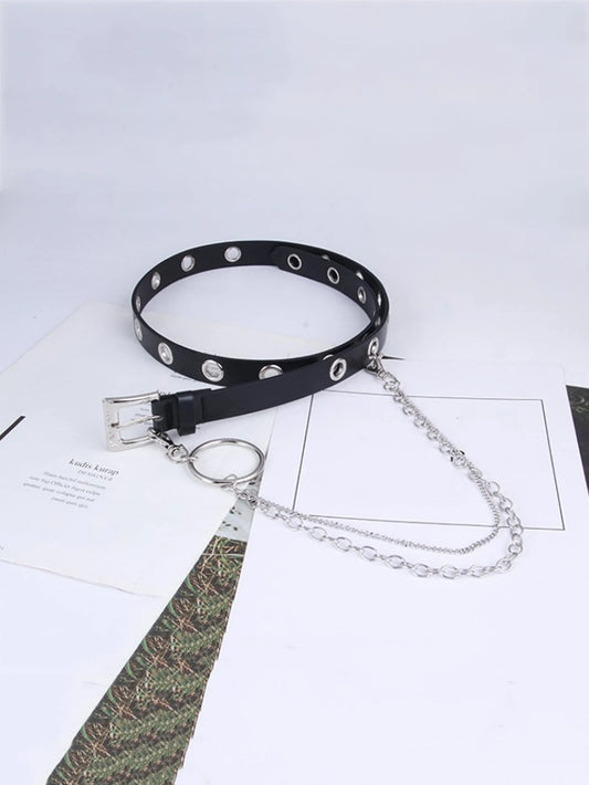 1pc Women Geometric Buckle Belt & 1pc Pants Chain Funky For Dress