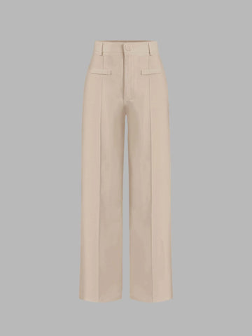 High Waist Straight Leg Pants shein