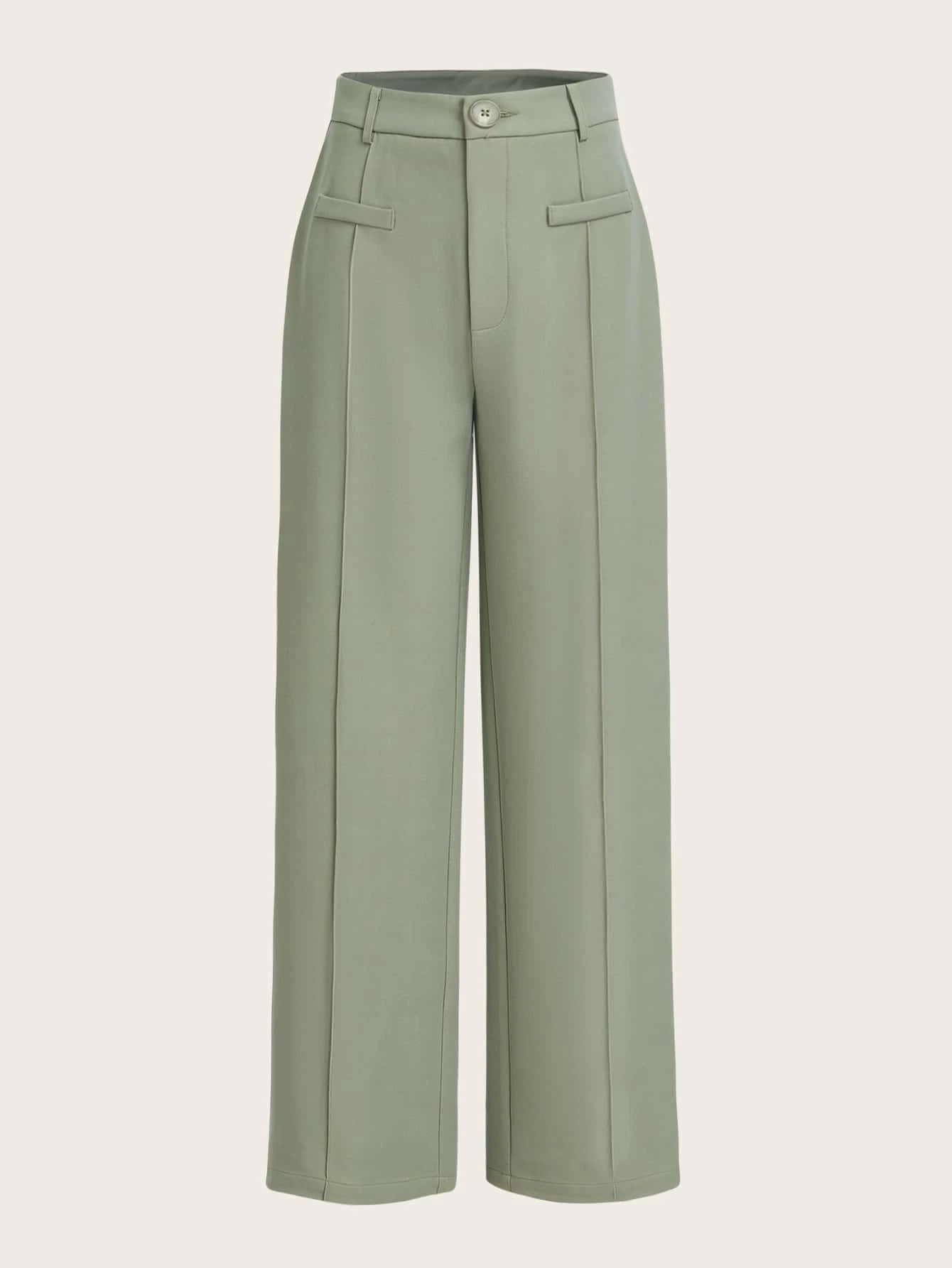 High Waist Straight Leg Pants shein