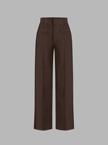 High Waist Straight Leg Pants shein