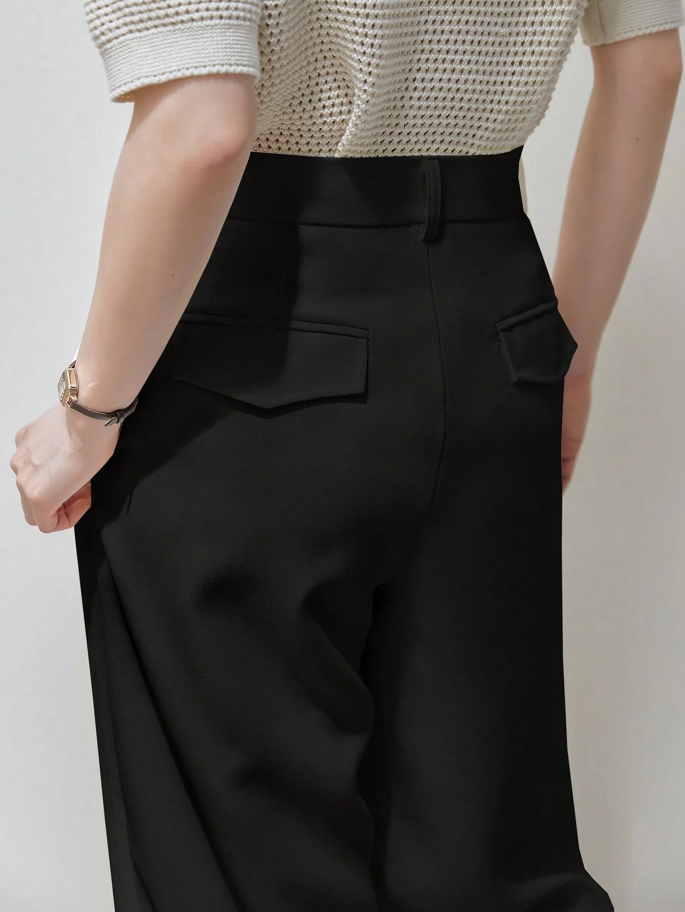 Dazy-Less High Waist Fold Pleated Suit Pants Without Belt shein