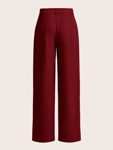 High Waist Straight Leg Pants shein