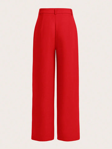 High Waist Straight Leg Pants shein