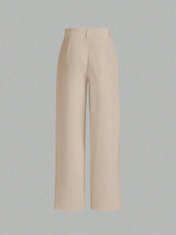 High Waist Straight Leg Pants shein