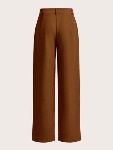 High Waist Straight Leg Pants shein