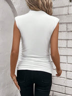 Clasi Stand Collar Solid Color Slim Fit Vest Top shein