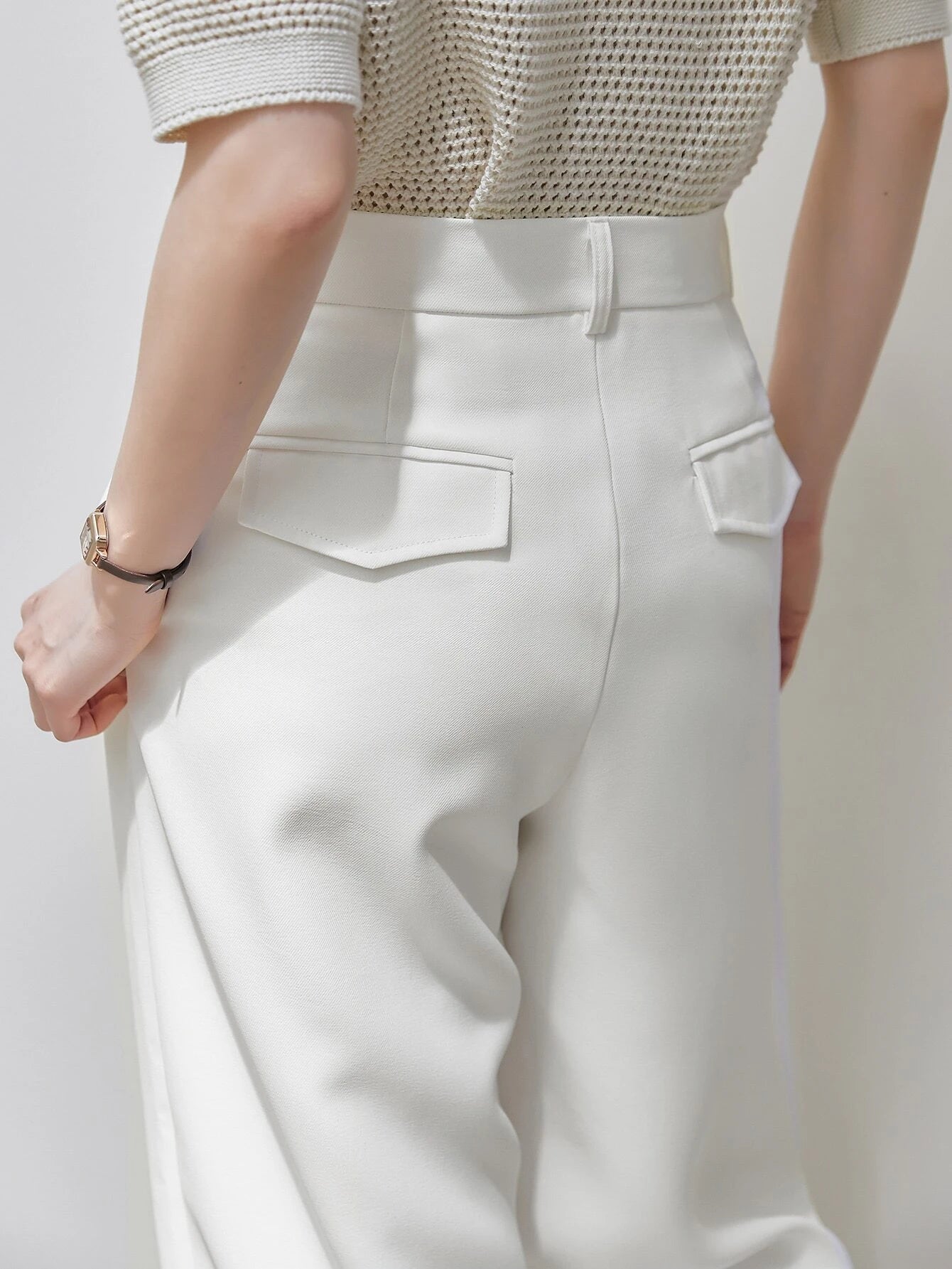 Dazy-Less High Waist Fold Pleated Suit Pants Without Belt shein