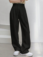 Dazy-Less High Waist Fold Pleated Suit Pants Without Belt shein