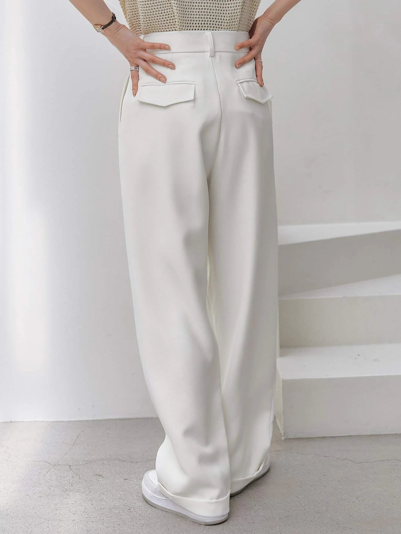 Dazy-Less High Waist Fold Pleated Suit Pants Without Belt shein