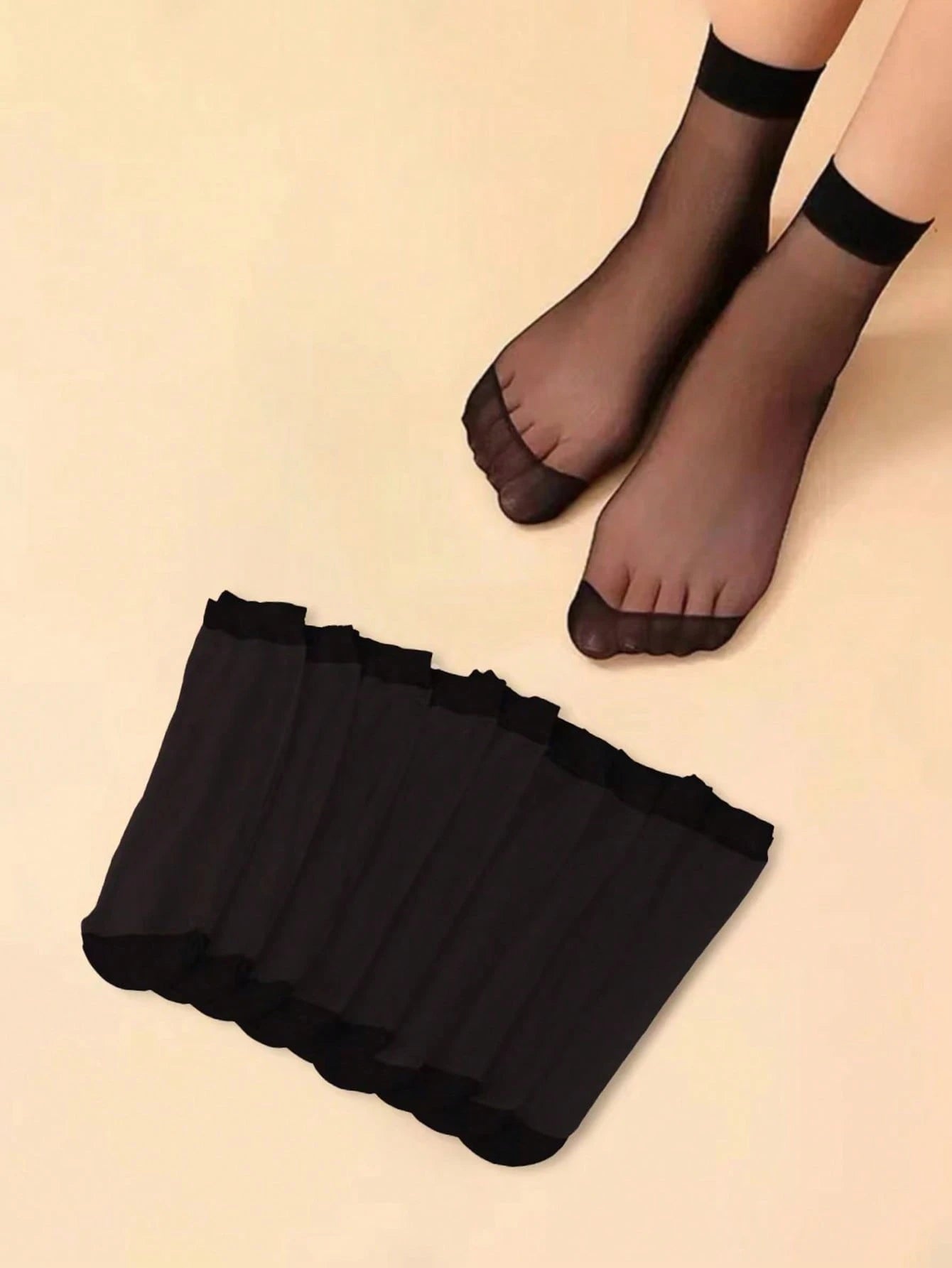 10pairs Women Solid Fashionable Minimalist Crew Socks