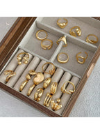 10pcs Metal Geometric Heart Shaped Rings Gift Set