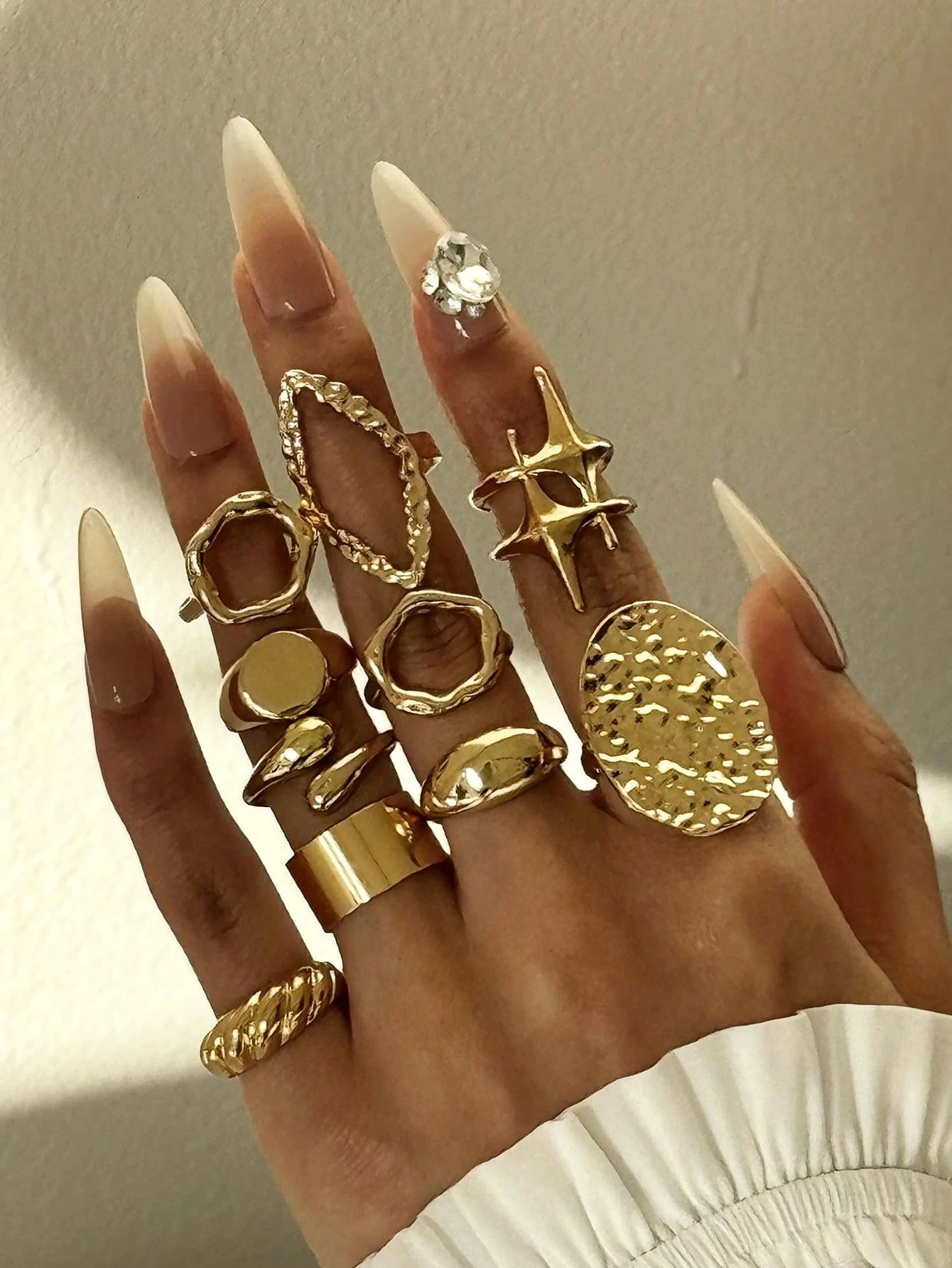 Unique Geometric Floral Colorful Gemstone Pearl Rings