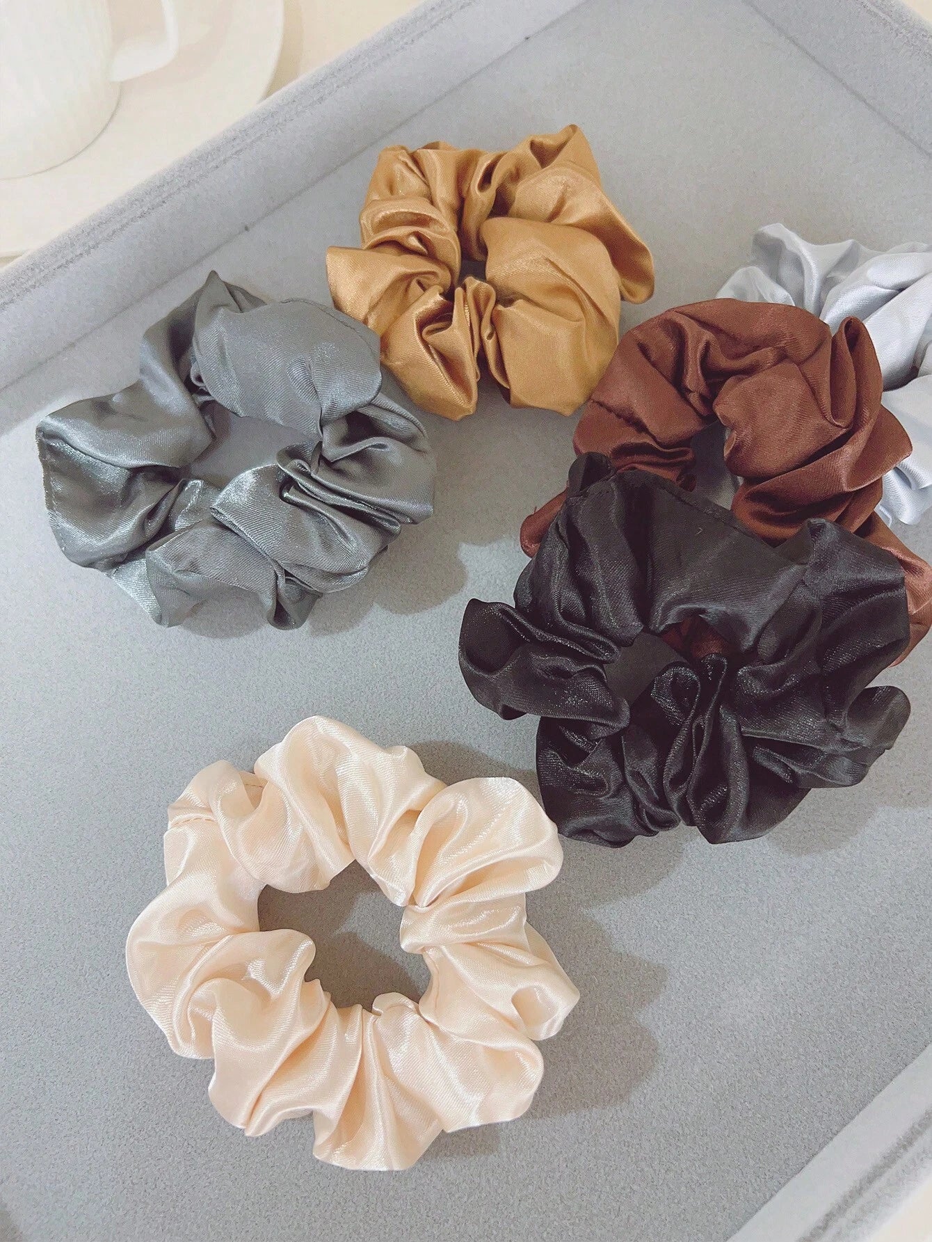 12pcs Women Pink Khaki Solid Casual Scrunchie For Daily Life shein