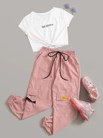 Mulvari Destiny Graphic Tee & Cargo Pants Set shein