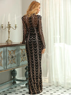 Missord Sheer Mesh Yoke Sequin Prom Dress shein