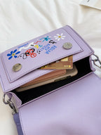 Teenage Girls' Personality Graffiti Pattern Shoulder Bag With Flap shein