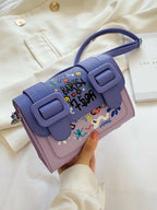 Teenage Girls' Personality Graffiti Pattern Shoulder Bag With Flap shein