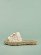 Women's Comfortable Shell Tassel Strap Flat Slip-On Sandals shein