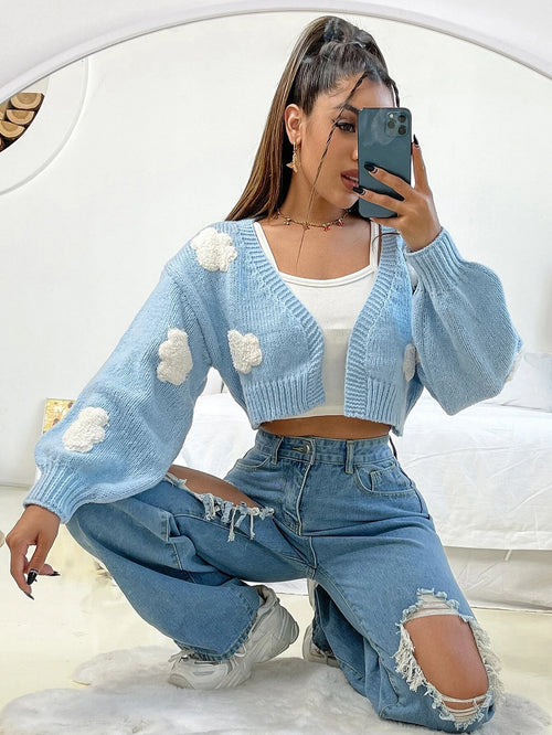 MOOSTA Clouds Pattern Cardigan Without Camisole shein