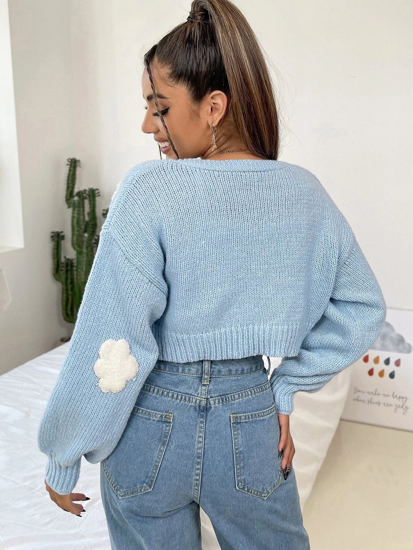 MOOSTA Clouds Pattern Cardigan Without Camisole