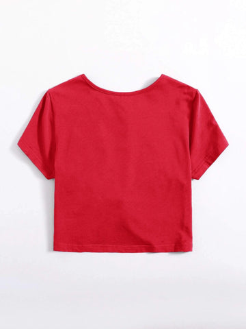 EZwear Twist Hem Solid Tee shein