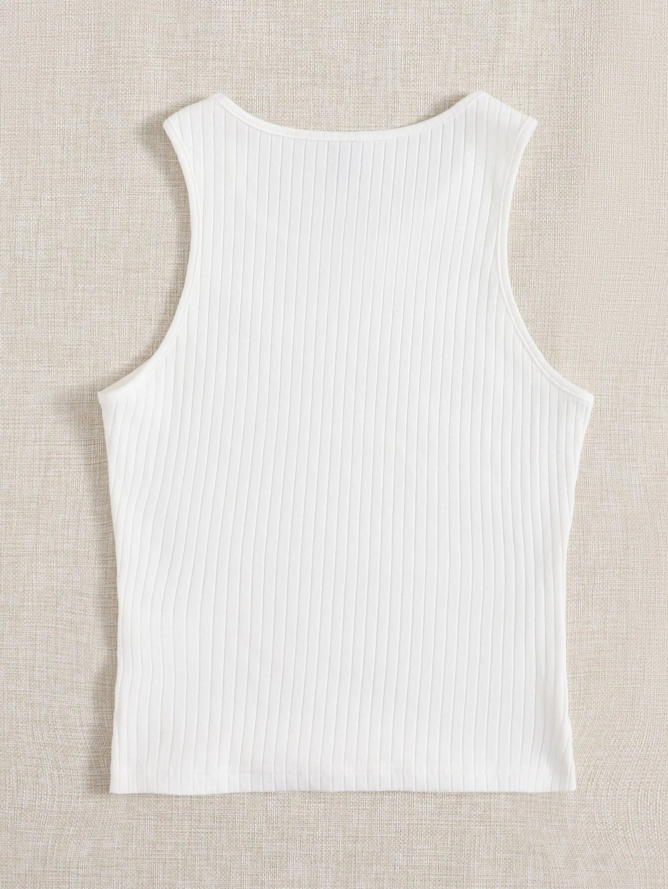 EZwear Solid Rib Knit Tank Top shein