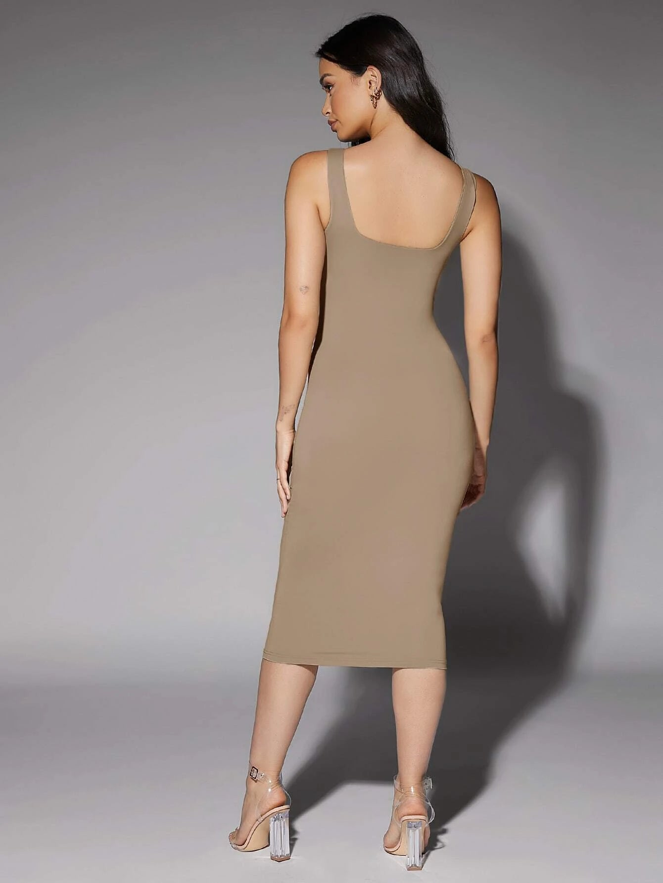 BAE Low Back Solid Tank Dress Tube Dress shein