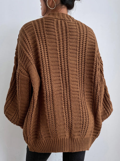 Frenchy Bishop Sleeve Button Up Cardigan shein