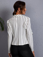 Clasi Striped Shawl Collar Open Front Blazer shein