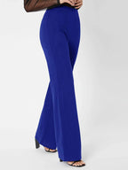 Tall Zipper Back Solid Flare Leg Pants shein