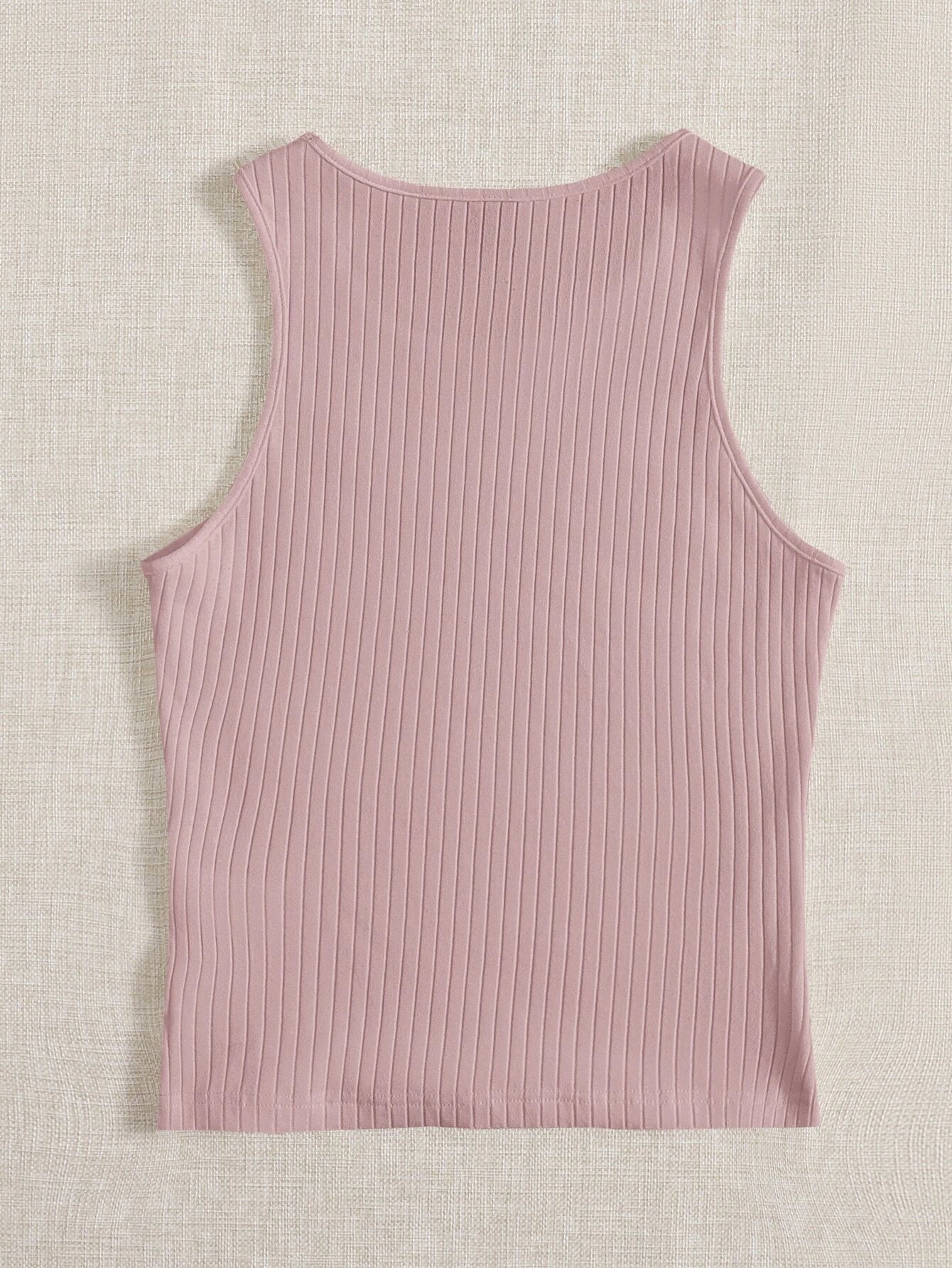 EZwear Solid Rib Knit Tank Top shein