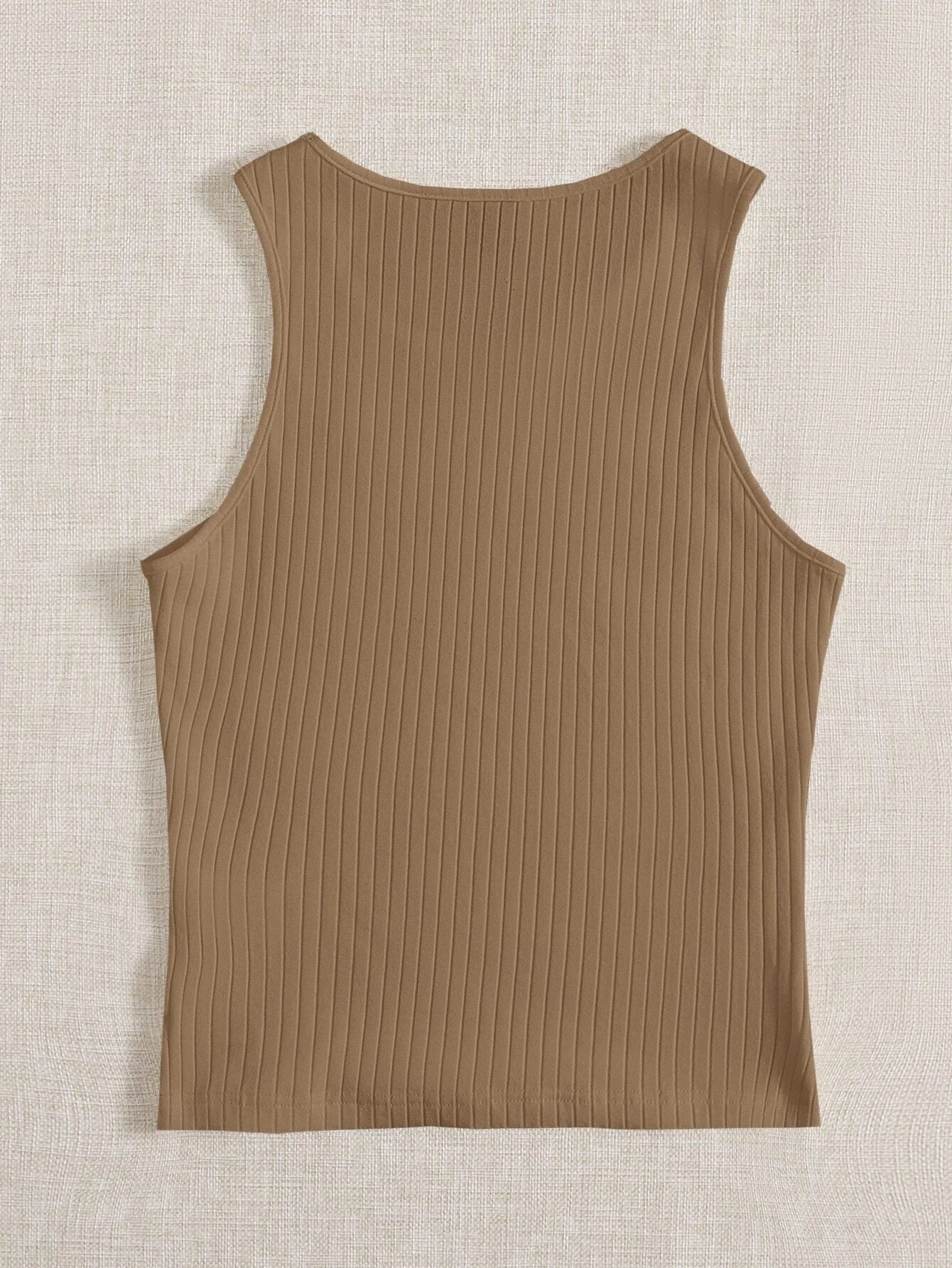 EZwear Solid Rib Knit Tank Top shein