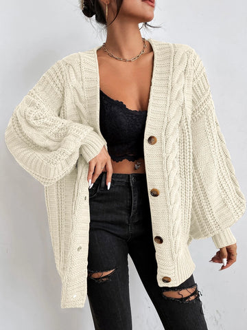 Frenchy Bishop Sleeve Button Up Cardigan