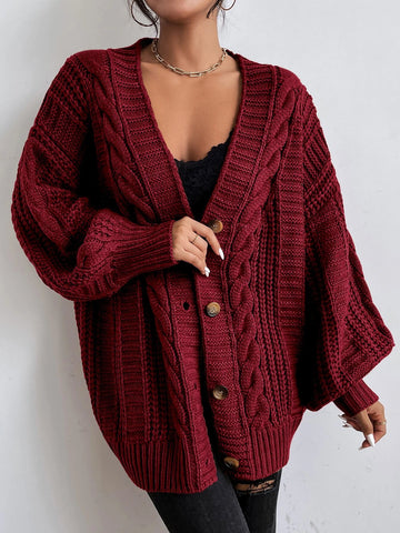 Frenchy Bishop Sleeve Button Up Cardigan