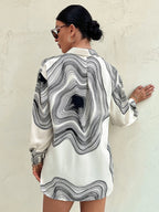 Privé Annual Ring Print Drop Shoulder Shirt shein