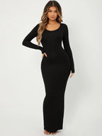 SXY Solid Maxi Bodycon Dress shein