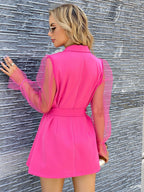 Raffinéa Contrast Mesh Sleeve Blazer Dress shein