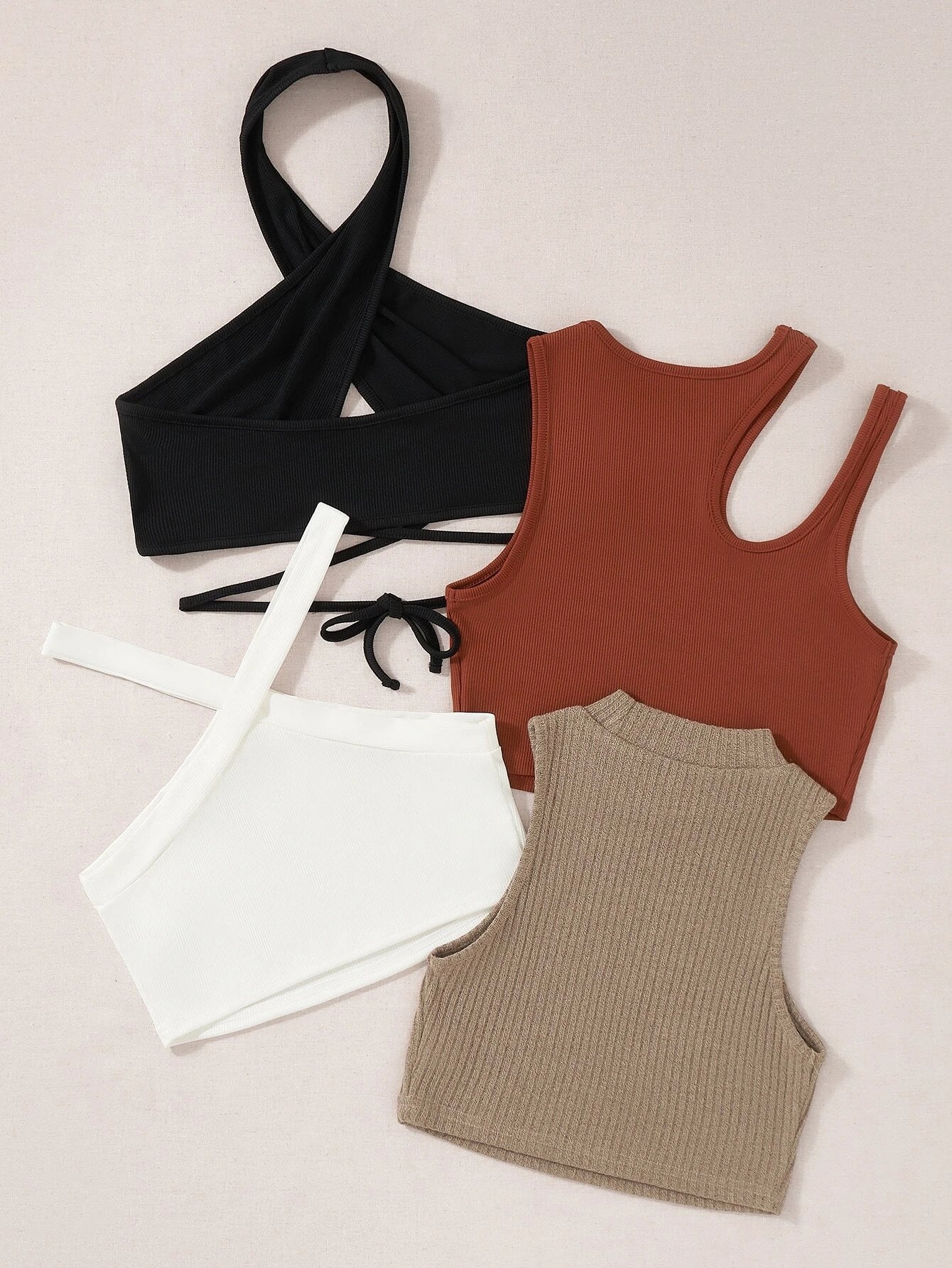 Qutie 4pcs Rib-knit Top shein