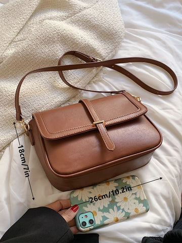 Lightweight,Business Casual Vintage Design Flap Square Bag