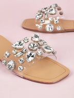 Women Gemstone Decor Slide Sandals shein