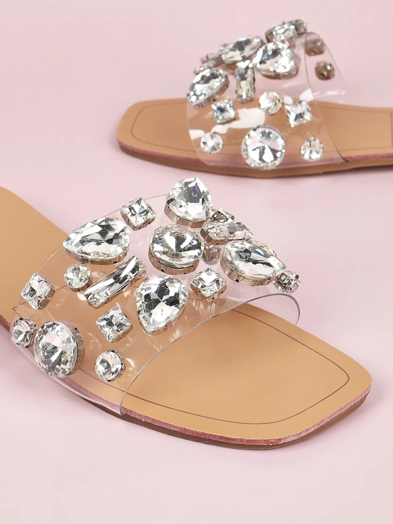 Women Gemstone Decor Slide Sandals shein