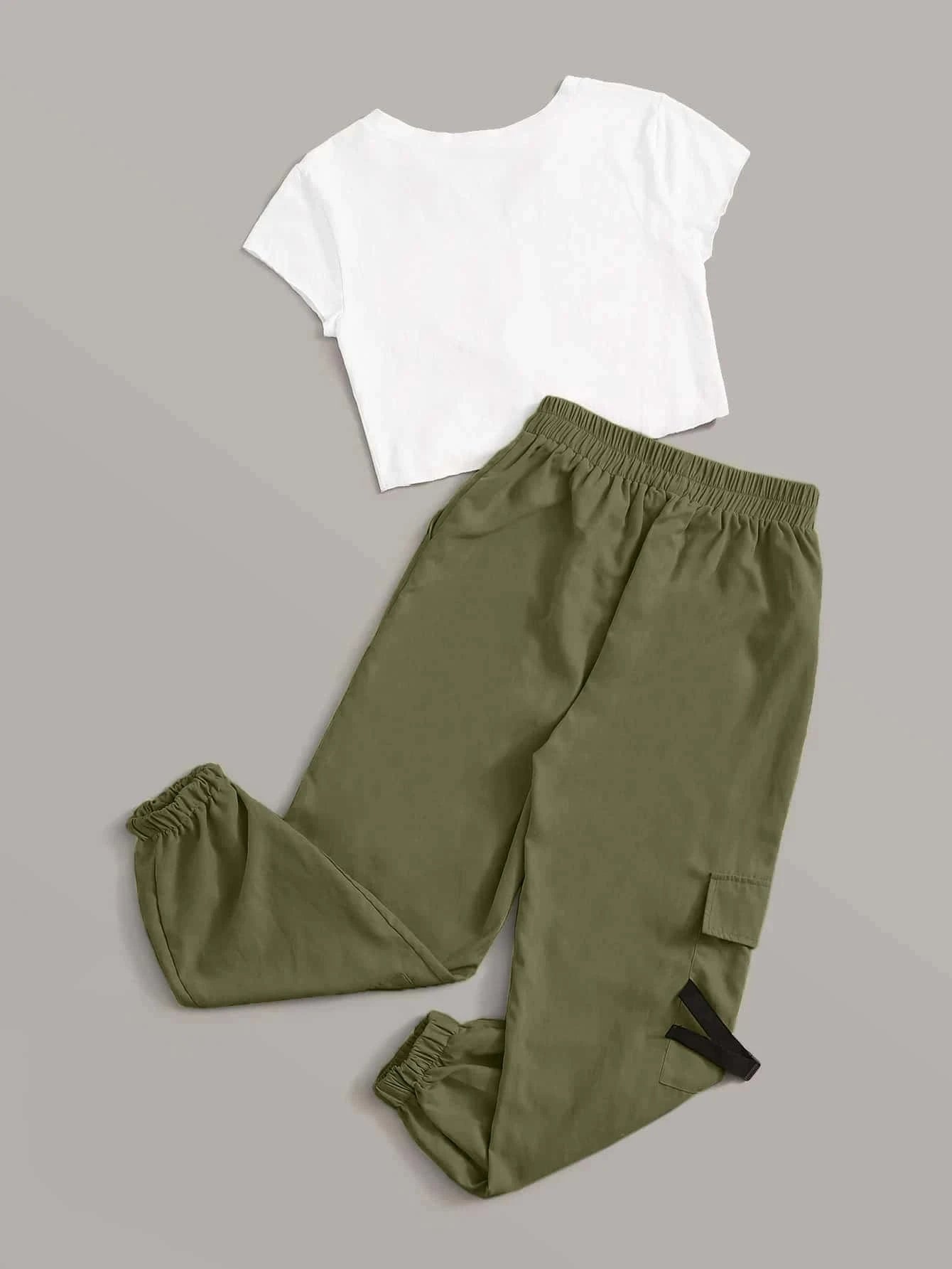 Mulvari Destiny Graphic Tee & Cargo Pants Set shein