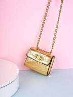 Waterproof,Lightweight,Business Casual Mini Metallic Crocodile Embossed Square Bag Shein