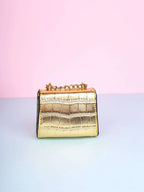 Waterproof,Lightweight,Business Casual Mini Metallic Crocodile Embossed Square Bag Shein