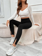 Essnce High Waist Split Hem Skinny Pants shein