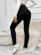 Essnce High Waist Split Hem Skinny Pants shein