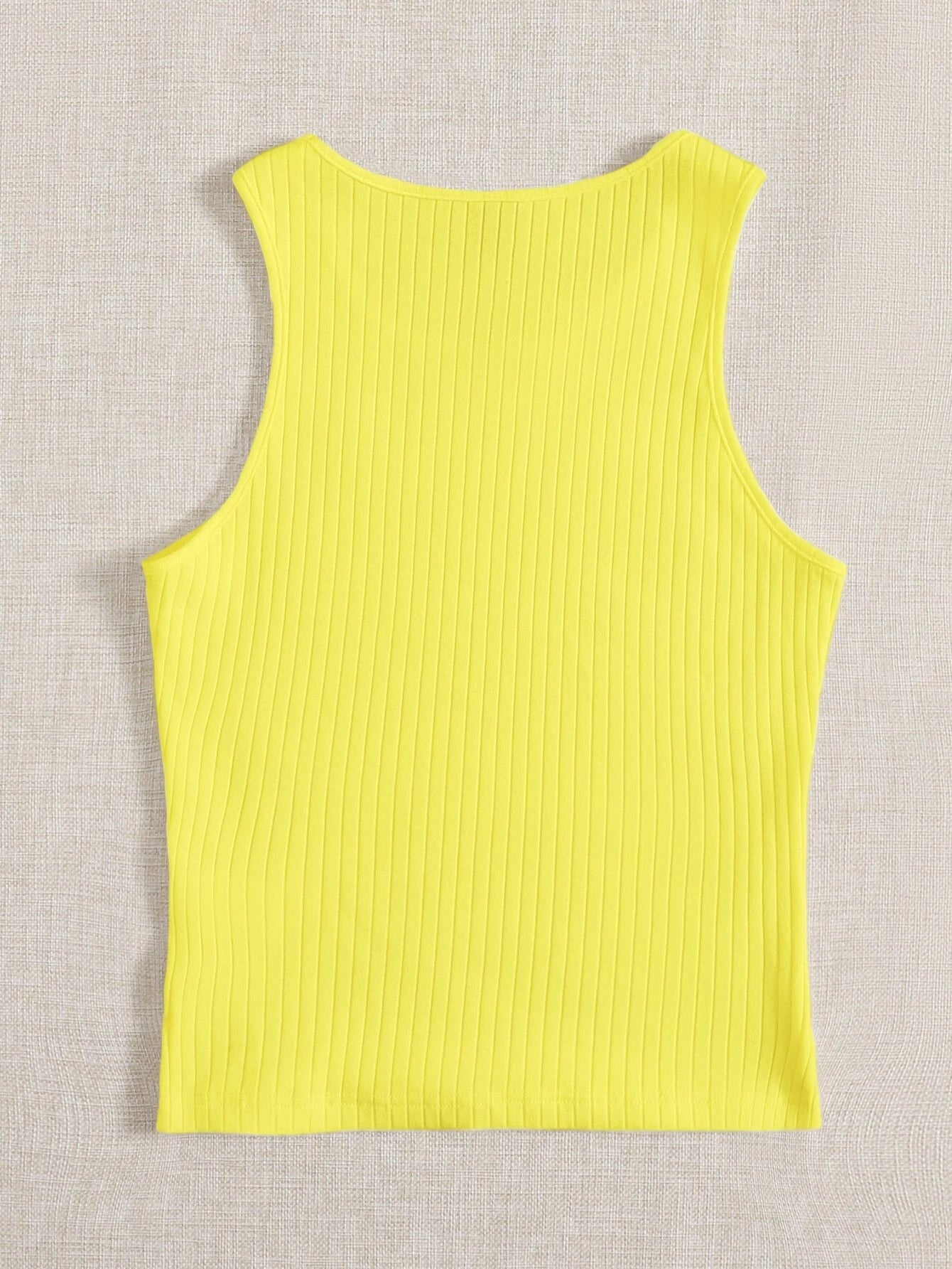 EZwear Solid Rib Knit Tank Top shein