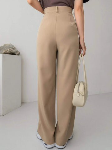 Dazy-Less High Waist Plicated Detail Tailored Pants shein